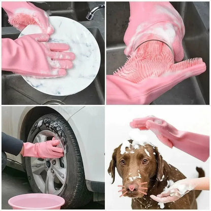 Silicone Dishwashing Gloves – Multi-Use Kitchen Cleaning Scrubber Gloves